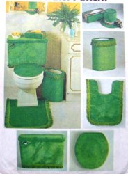 5544 SIMPLICITY PLUSH BATHROOM TOILET, TISSUE COVERS, RUG 1973 PATTERN